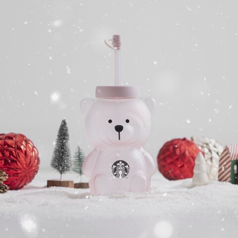 Image of Starbucks Pink Bearista Glass Cold Cup 20oz
