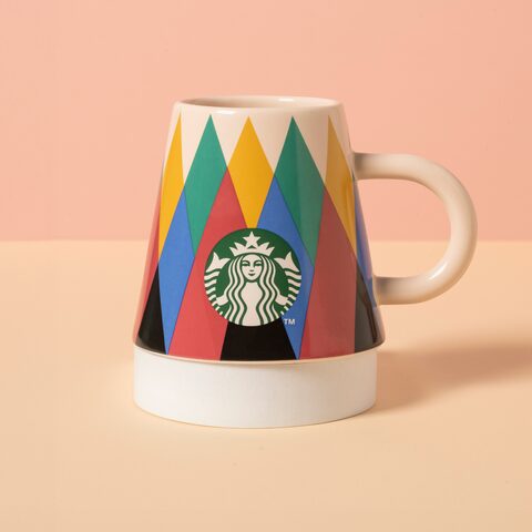 Starbucks Asia rainbow order girl 12oz ceramic mug+coasters set BNWT